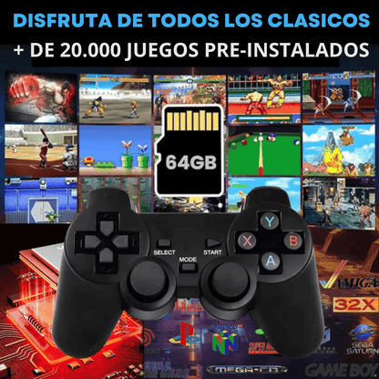 GameStick Retro 10.000 juegos 2 Controles Inalambricos + 2 Regalos - Diversión nostálgica para toda la familia